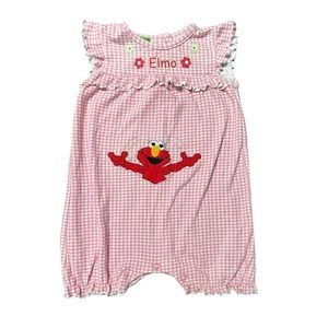 Sesame Street Pink Gingham Elmo Appliqué Sleeveless Romper (18 month)